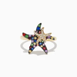 Effy Jewelry Watercolors 14K Yellow Gold Sapphire u0026 Diamond Starfish Ring, 0.84 TCW | Rings
