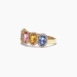 Effy Jewelry Watercolors 14K Yellow Gold Multi-Sapphire Diamond Ring, 2.81 TCW | Rings