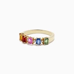 BH Multi Watercolors 14K Yellow Gold Multi Sapphire and Diamond Ring, 1.30 TCW | Rings