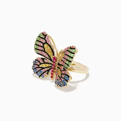 BH Multi Watercolors 14K Yellow Gold Multi Sapphire Butterfly Ring | Rings
