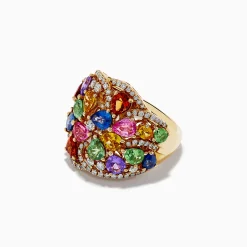 Effy Jewelry Watercolors 14K Yellow Gold Multi Sapphire and Diamond Ring | Rings