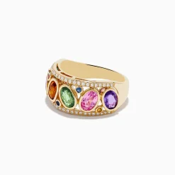 Effy Jewelry Watercolors 14K Yellow Gold Diamond and Multi Sapphire Ring | Rings