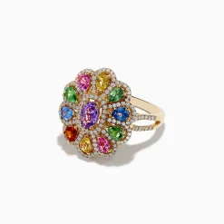 Effy Jewelry Watercolors 14K Yellow Gold Multi Sapphire and Diamond Ring | Rings