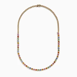Effy Jewelry Watercolors 14K Yellow Gold Multi Sapphire and Diamond Necklace | Necklaces & Pendants