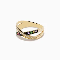 Effy Jewelry Watercolors 14K Yellow Gold Multi Sapphire and Diamond Ring | Rings