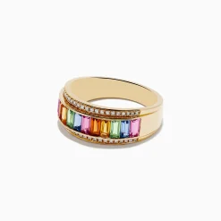 Effy Jewelry Watercolors 14K Yellow Gold Multi Sapphire and Diamond Ring | Rings