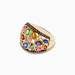 Effy Jewelry Watercolors 14K Yellow Gold Multi Sapphire and Diamond Ring | Rings