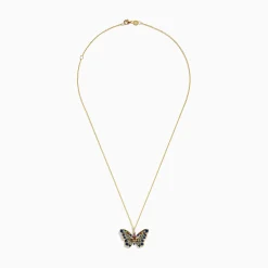 Effy Jewelry Watercolors 14K Yellow Gold Multi Sapphire Butterfly Pendant | Necklaces & Pendants