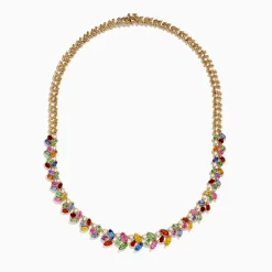 Effy Jewelry Watercolors 14K Yellow Gold Multi Sapphire and Diamond Necklace | Necklaces & Pendants
