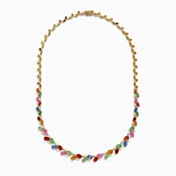 Effy Jewelry Watercolors 14K Yellow Gold Multi Sapphire and Diamond Necklace | Necklaces & Pendants