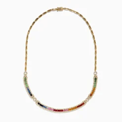 Effy Jewelry Watercolors 14K Yellow Gold Multi Sapphire and Diamond Necklace | Necklaces & Pendants