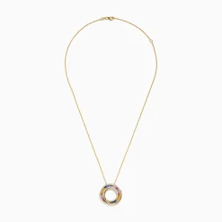 Effy Jewelry Watercolors 14K Yellow Gold Multi Sapphire and Diamond Circle Pendant | Necklaces & Pendants