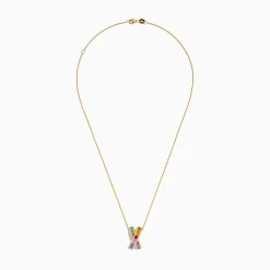 Effy Jewelry Watercolors 14K Yellow Gold Diamond Multi Color Sapphire X Pendant | Necklaces & Pendants
