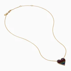 Effy Jewelry Watercolors 14K Yellow Gold Multi Color Sapphire Heart Necklace | Necklaces & Pendants