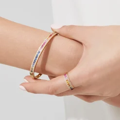 Effy Jewelry Watercolors 14K Yellow Gold Multi Sapphire u0026 Diamond Bangle, 3.60 TCW | Bracelets