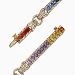 Effy Jewelry Watercolors 14K Yellow Gold Multi-Sapphire and Dia Bracelet, 7.66 TCW | Bracelets