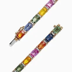 Effy Jewelry Watercolors 14K Yellow Gold Multi-Sapphire Diamond Bracelet, 14.51 TCW | Bracelets