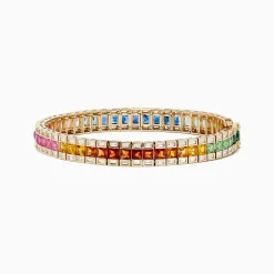 Effy Jewelry Watercolors 14K Yellow Gold Multi Sapphire and Diamond Bracelet | Bracelets
