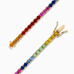 Effy Jewelry Watercolors 14K Yellow Gold Multi Sapphire Tennis Bracelet | Bracelets