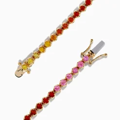 Effy Jewelry Watercolors 14K Yellow Gold Multi Sapphire Tennis Bracelet | Bracelets