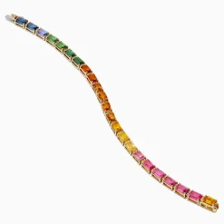 Effy Jewelry Watercolors 14K Yellow Gold Multi Color Sapphire and Diamond Tennis Bracelet | Bracelets