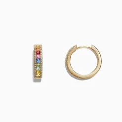 Effy Jewelry Watercolors 14K Yellow Gold Multi Sapphire u0026 Diamond Earrings, 2.13 TC | Earrings