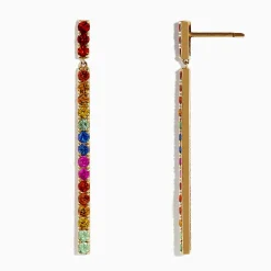 BH Multi Watercolors 14K Yellow Gold Multi Sapphire Drop Earrings, 2.50 TCW | Earrings