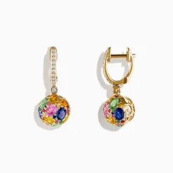 Effy Jewelry Watercolors 14K Yellow Gold Multi Sapphire Ball Earrings | Earrings