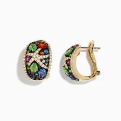 Effy Jewelry Watercolors 14K Yellow Gold Multi Sapphire and Diamond Starfish Earrings | Earrings