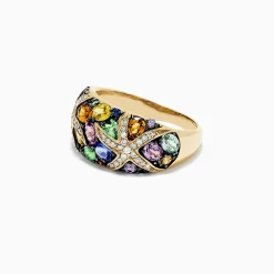 Effy Jewelry Watercolors 14K Yellow Gold Multi Sapphire and Diamond Ring, 3.75 TCW | Rings