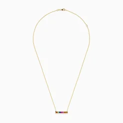 BH Multi Watercolors 14K Yellow Gold Multi Sapphire Bar Necklace | Necklaces & Pendants