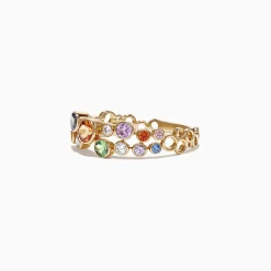 Effy Jewelry Watercolors 14K Yellow Gold Multi-Sapphire and Diamond Ring, 1.03 TCW | Rings