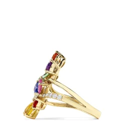 Effy Jewelry Watercolors 14K Yellow Gold Multi Sapphire and Diamond Ring, 3.33 TCW | Rings