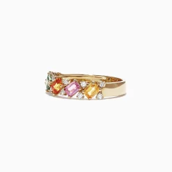 Effy Jewelry Watercolors 14K Yellow Gold Multi-Sapphire Diamond Ring, 1.52 TCW | Rings