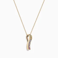 Effy Jewelry Watercolors 14K Yellow Gold Multi Sapphire u0026 Diamond Pendant, 1.17 TCW | Necklaces & Pendants