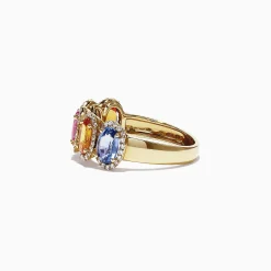 Effy Jewelry Watercolors 14K Yellow Gold Multi-Sapphire Diamond Ring, 2.81 TCW | Rings