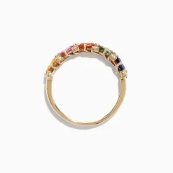 Effy Jewelry Watercolors 14K Yellow Gold Multi-Sapphire Diamond Ring, 1.52 TCW | Rings