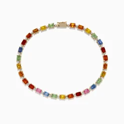 Effy Jewelry Watercolors 14K Yellow Multi Sapphire and Diamond Tennis Bracelet | Bracelets