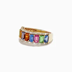 Effy Jewelry Watercolors 14K Yellow Multi Sapphire and Diamond Ring | Rings