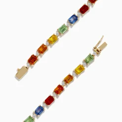 Effy Jewelry Watercolors 14K Yellow Multi Sapphire and Diamond Tennis Bracelet | Bracelets